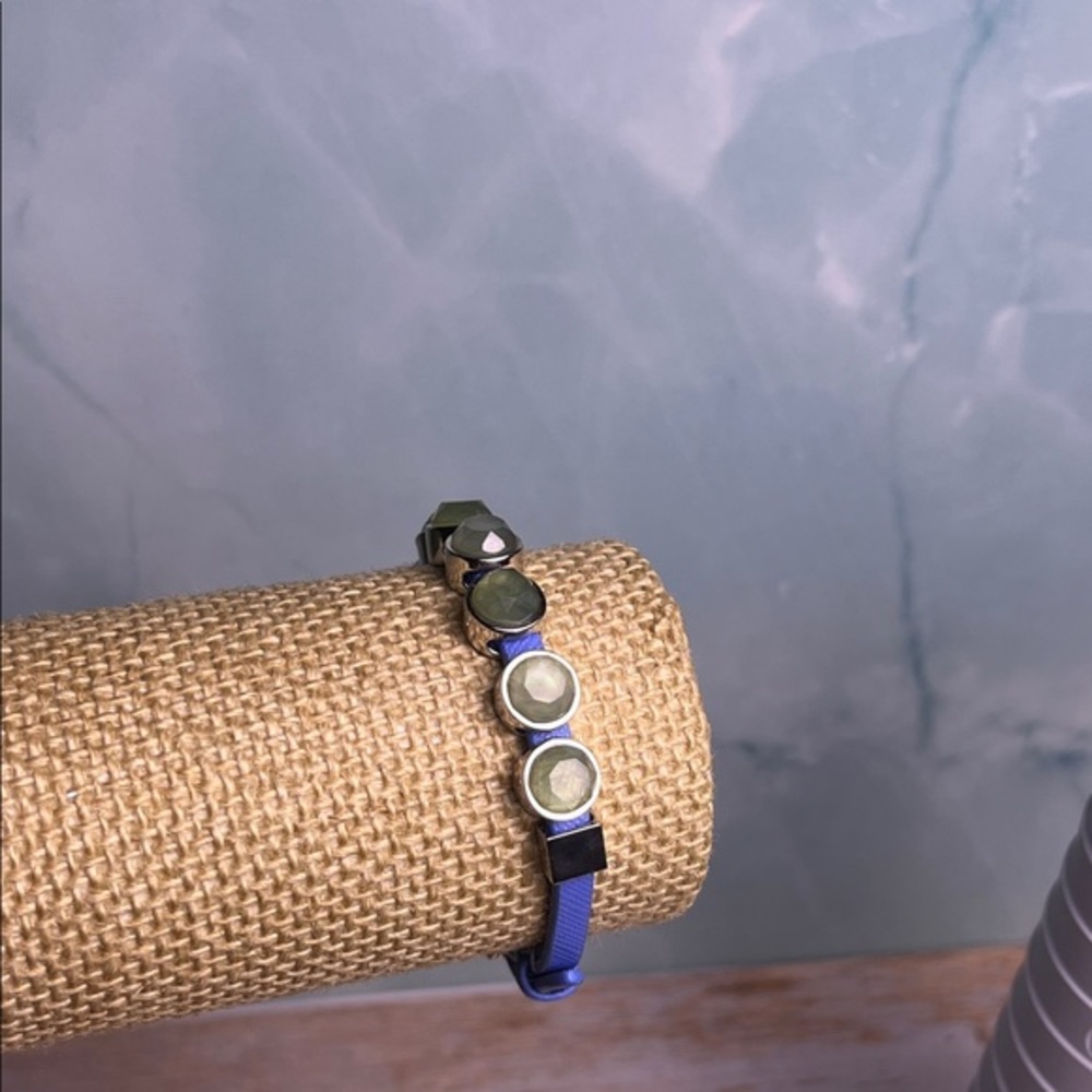 Henri Bendel Blue Bracelet with Green Charms